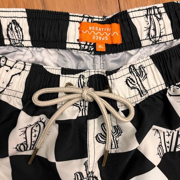 Negative Space Swim Shorts Size XL Cactus Black Checker Trunks - Picture 3 of 9